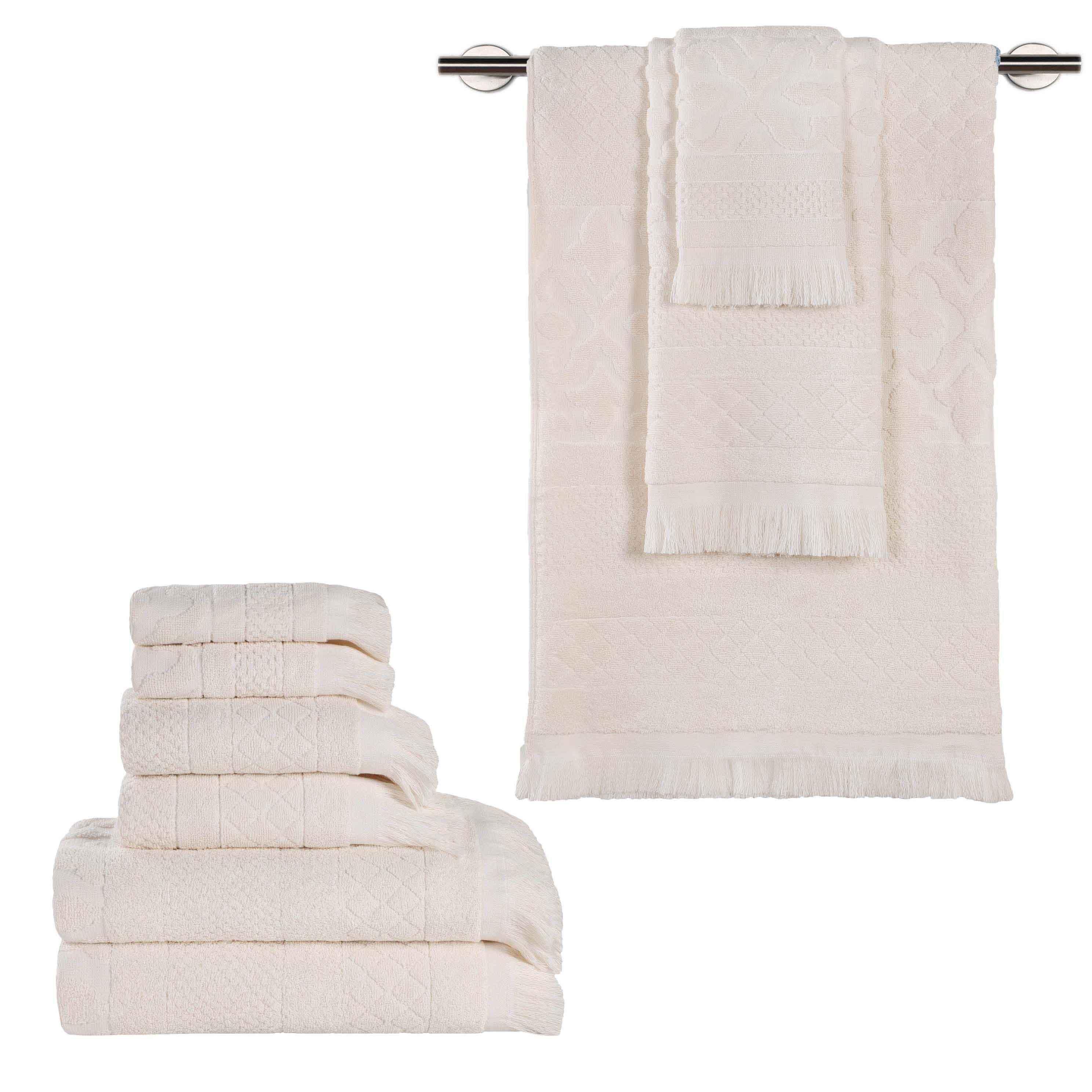 Rolla Cotton Geometric Jacquard Plush Soft Absorbent 9 Piece Towel Set - Towel Set by Superior