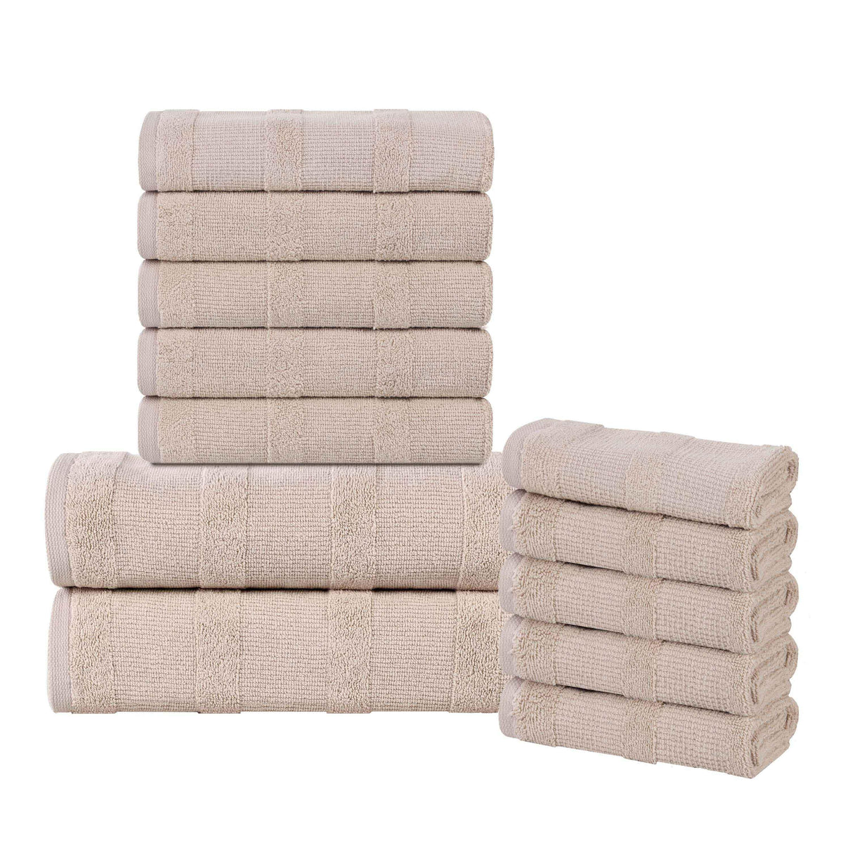 Roma Cotton Ribbed Textured Soft Absorbent 12 Piece Assorted Towel Set - Towel Set by Superior