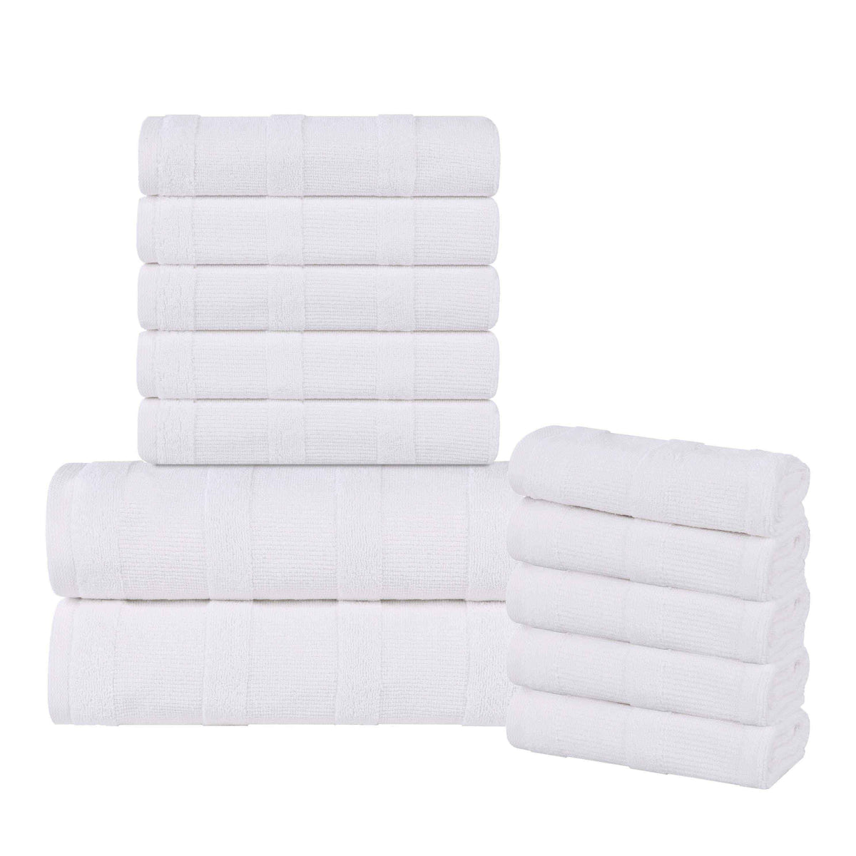 Roma Cotton Ribbed Textured Soft Absorbent 12 Piece Assorted Towel Set - Towel Set by Superior