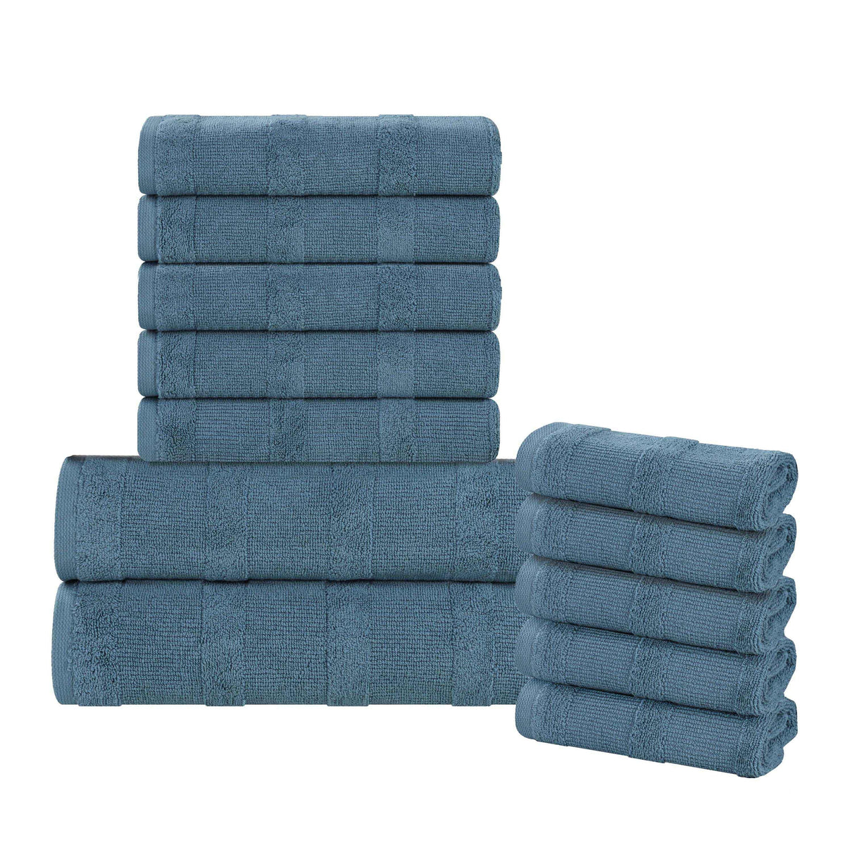 Roma Cotton Ribbed Textured Soft Absorbent 12 Piece Assorted Towel Set - Towel Set by Superior