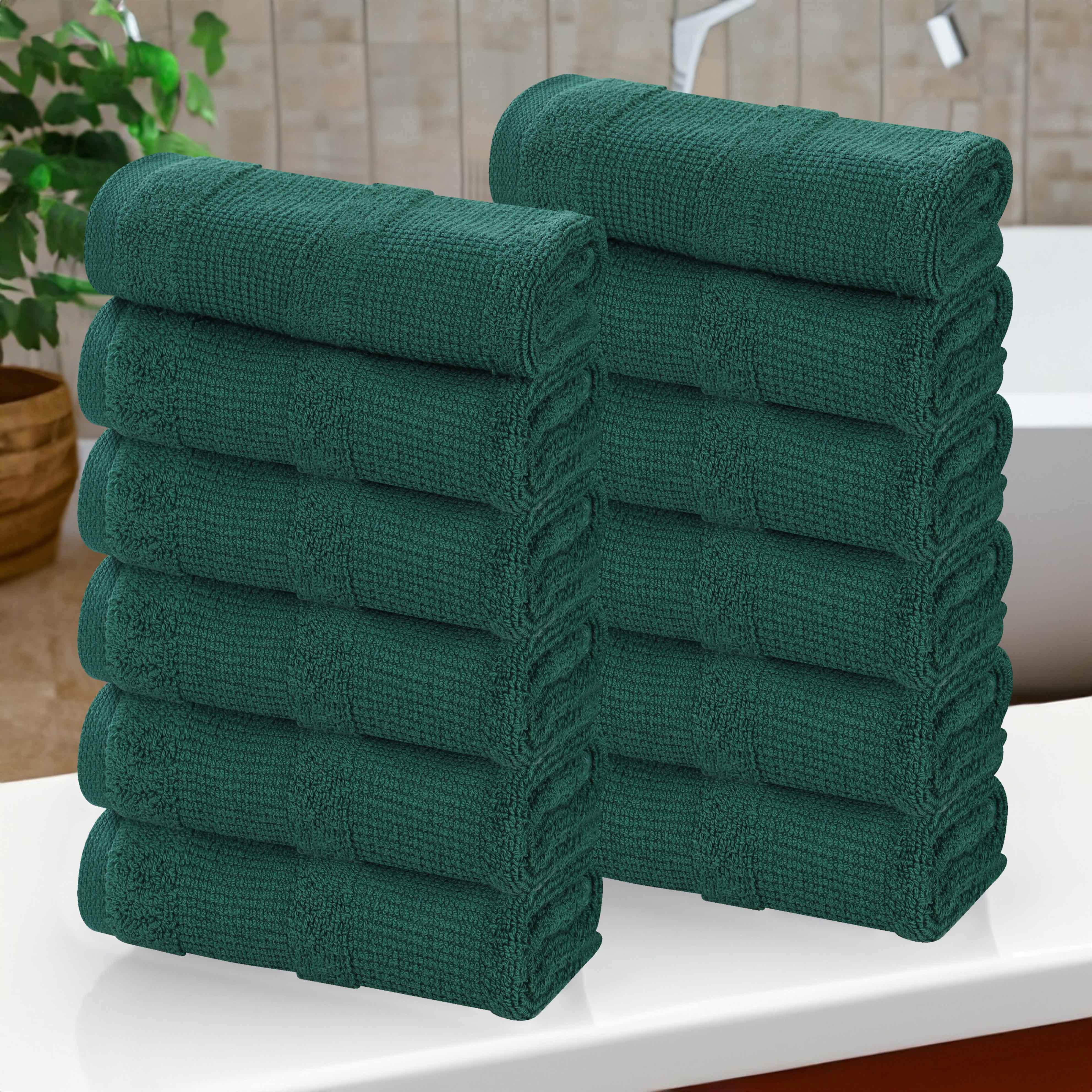 Roma Cotton Ribbed Textured Soft Face Towels/ Washcloths, Set of 12 - Face Towel by Superior