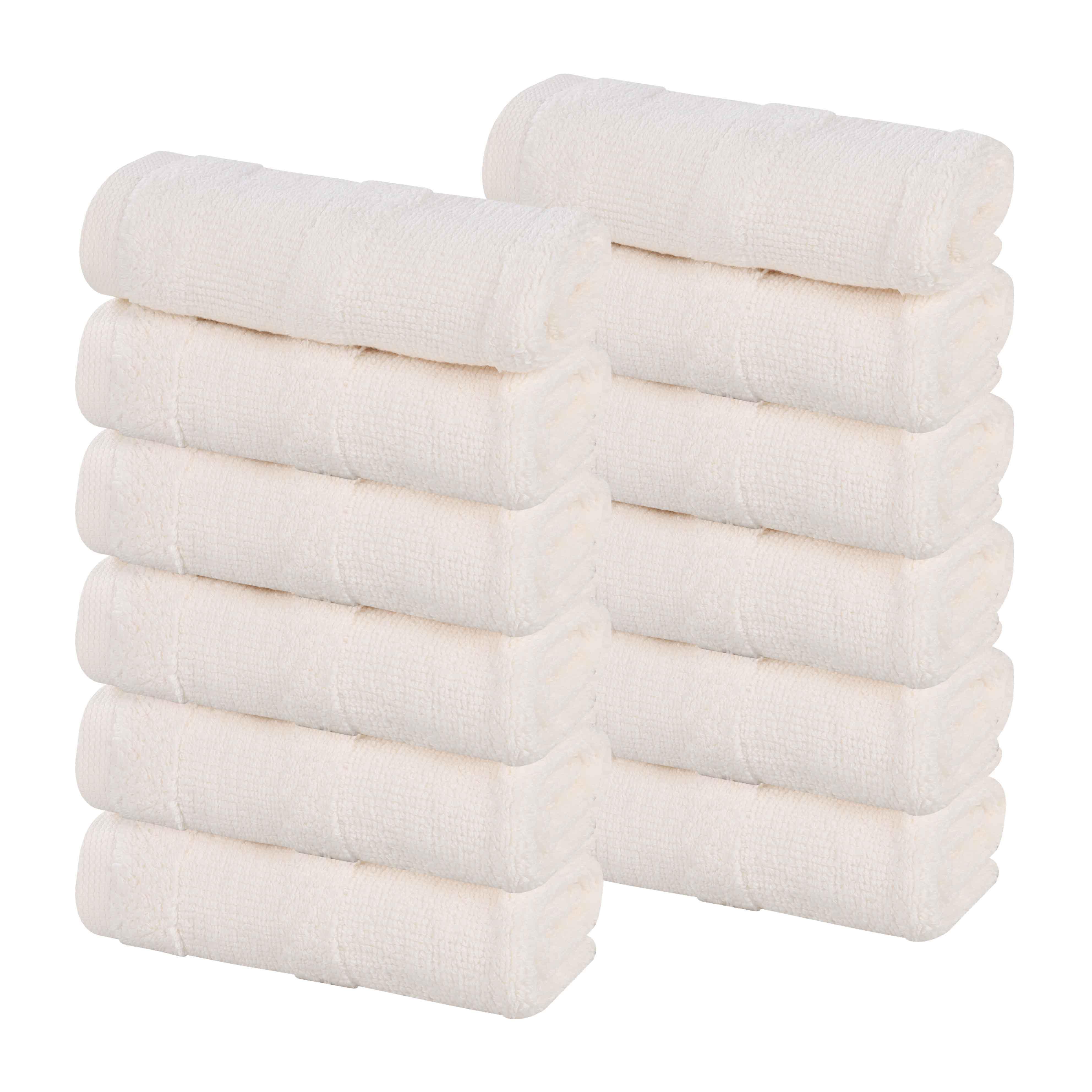 Roma Cotton Ribbed Textured Soft Face Towels/ Washcloths, Set of 12 - Face Towel by Superior