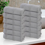 Roma Cotton Ribbed Textured Soft Face Towels/ Washcloths, Set of 12 - Face Towel by Superior