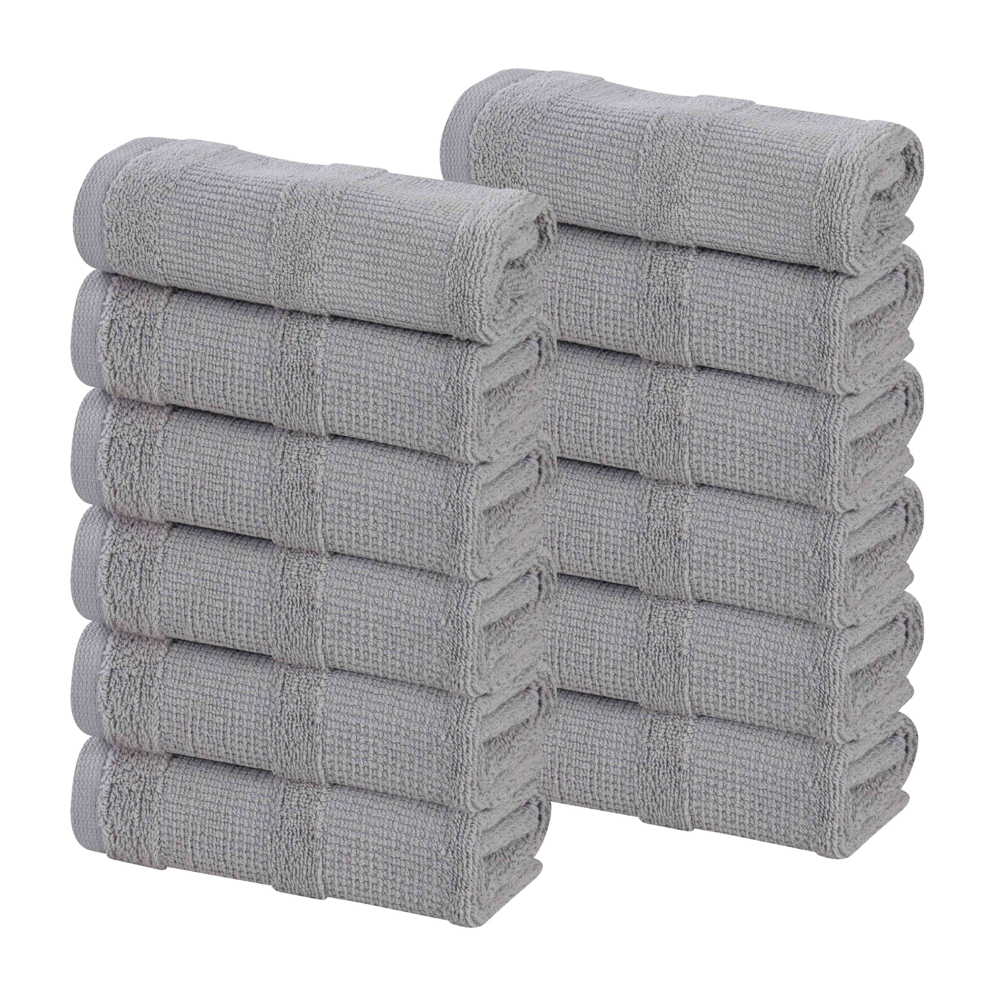 Roma Cotton Ribbed Textured Soft Face Towels/ Washcloths, Set of 12 - Face Towel by Superior