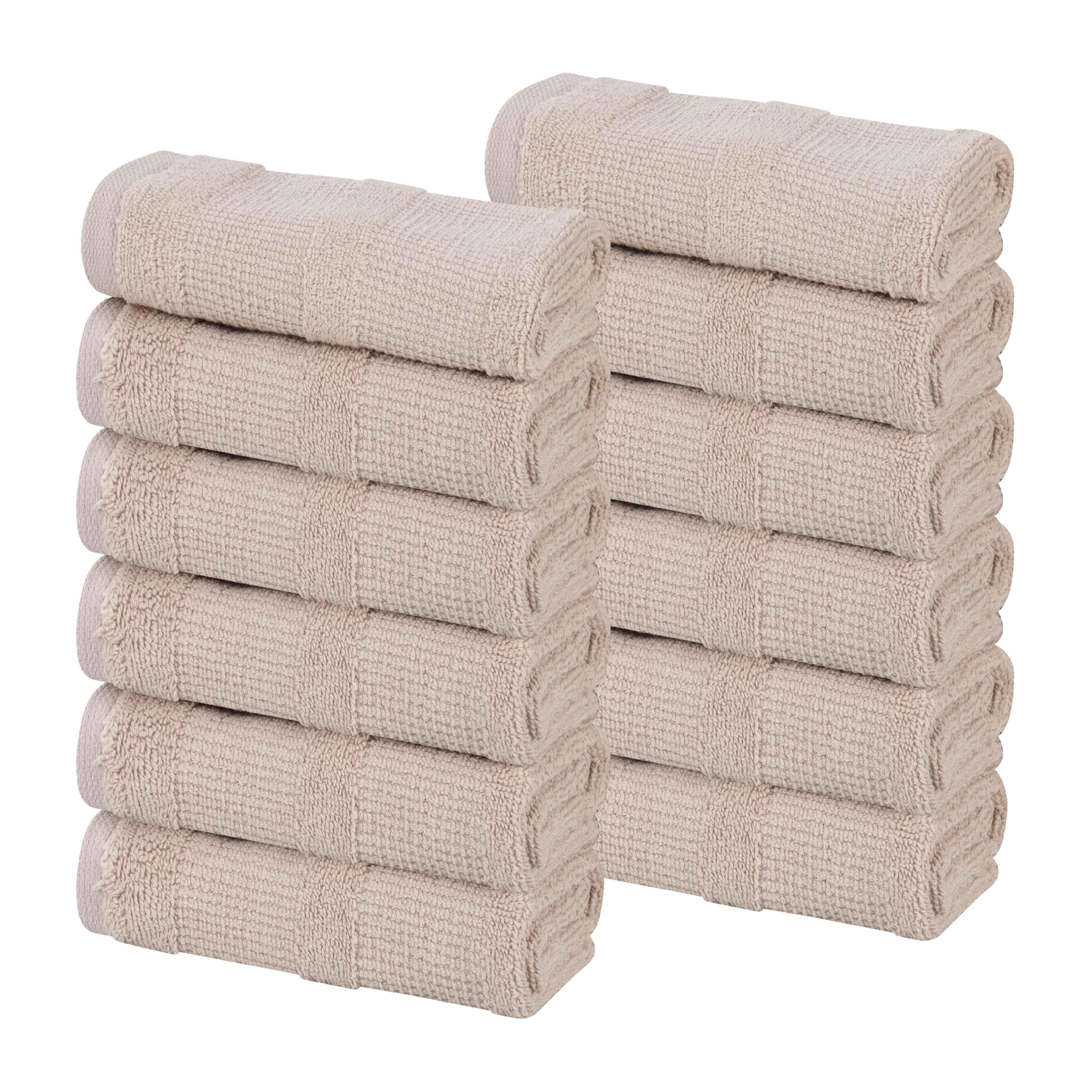 Roma Cotton Ribbed Textured Soft Face Towels/ Washcloths, Set of 12 - Face Towel by Superior