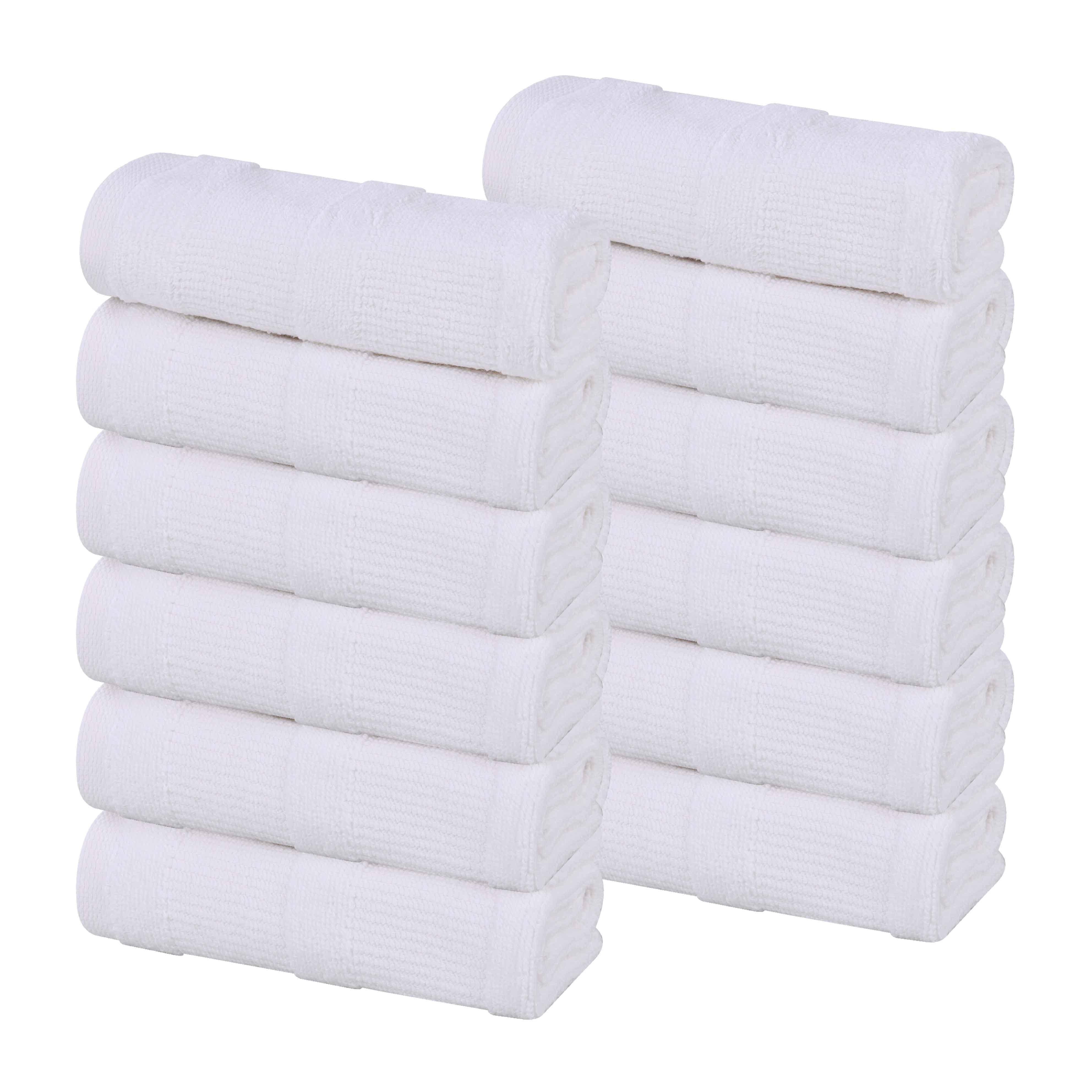 Roma Cotton Ribbed Textured Soft Face Towels/ Washcloths, Set of 12 - Face Towel by Superior