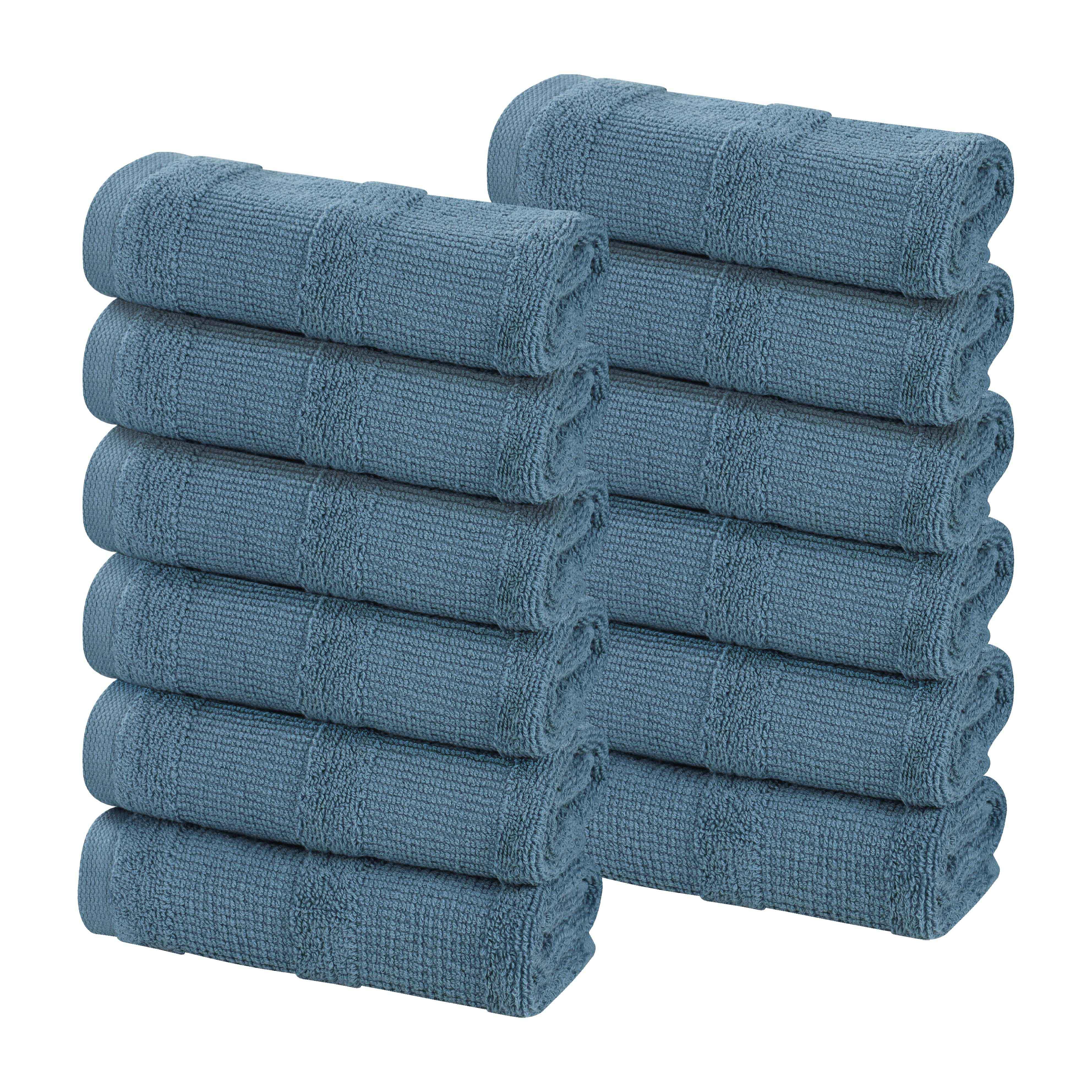 Roma Cotton Ribbed Textured Soft Face Towels/ Washcloths, Set of 12 - Face Towel by Superior