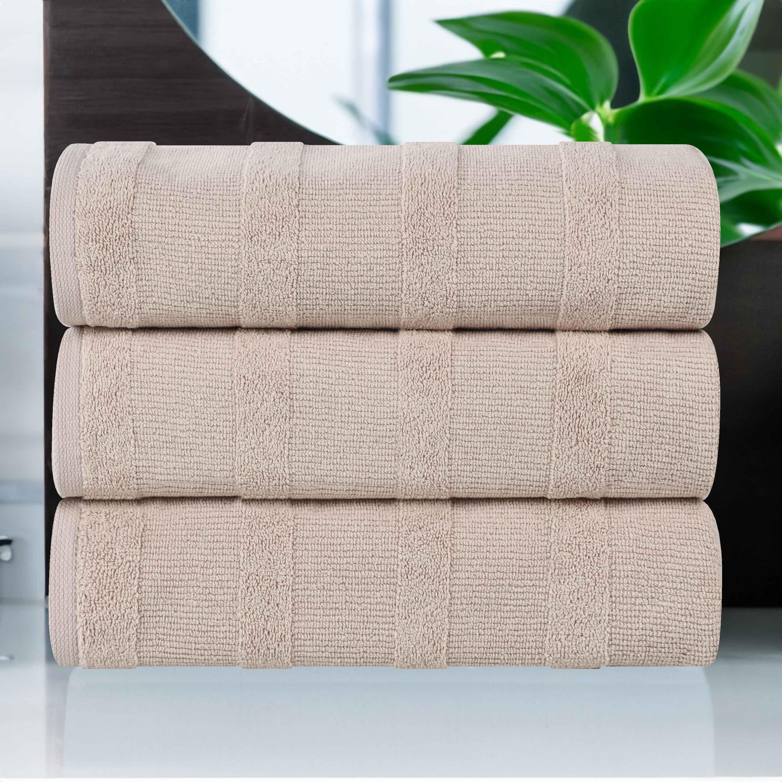 Roma Cotton Ribbed Textured Soft Highly Absorbent Bath Towel Set of 3 - Bath Towel by Superior