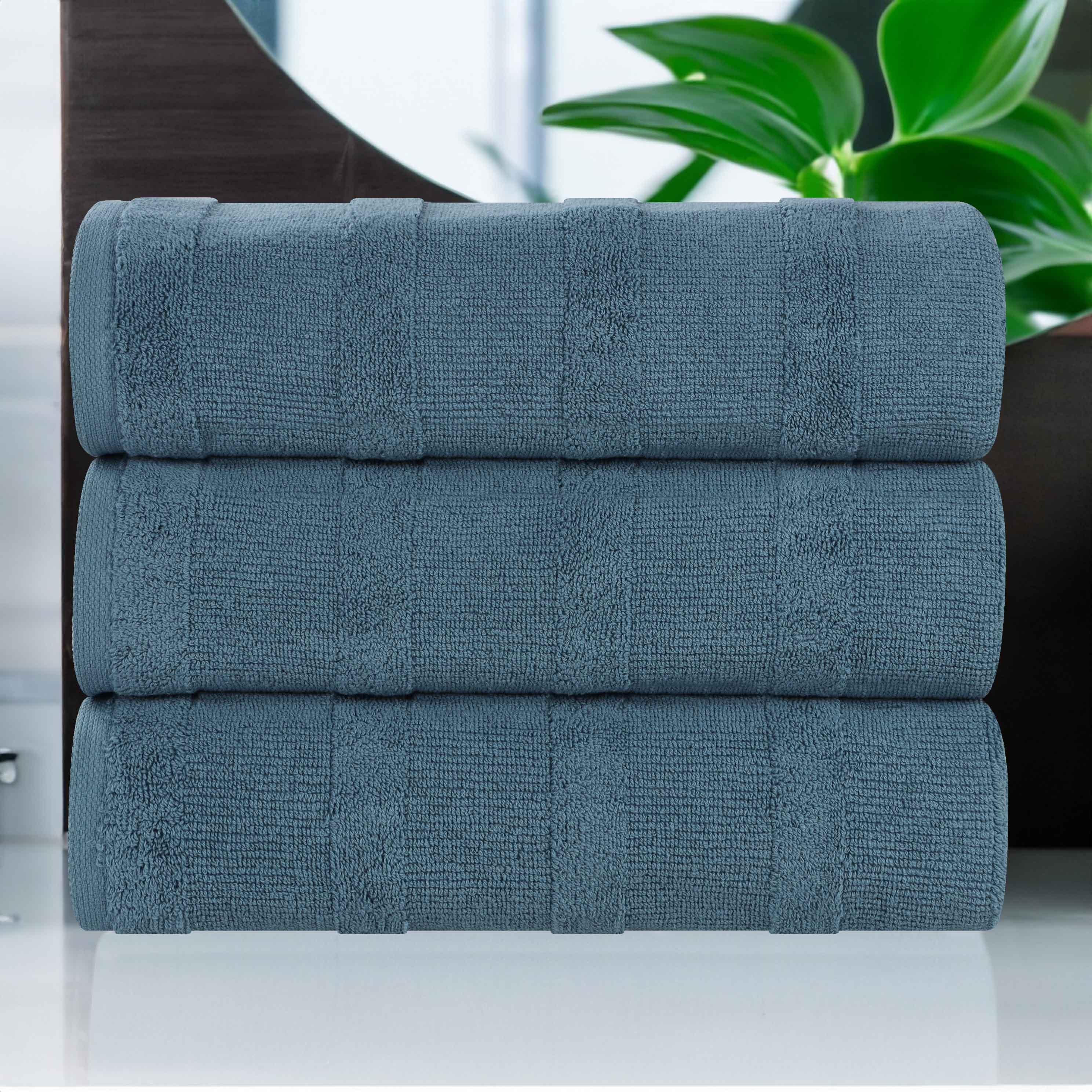 Roma Cotton Ribbed Textured Soft Highly Absorbent Bath Towel Set of 3 - Bath Towel by Superior