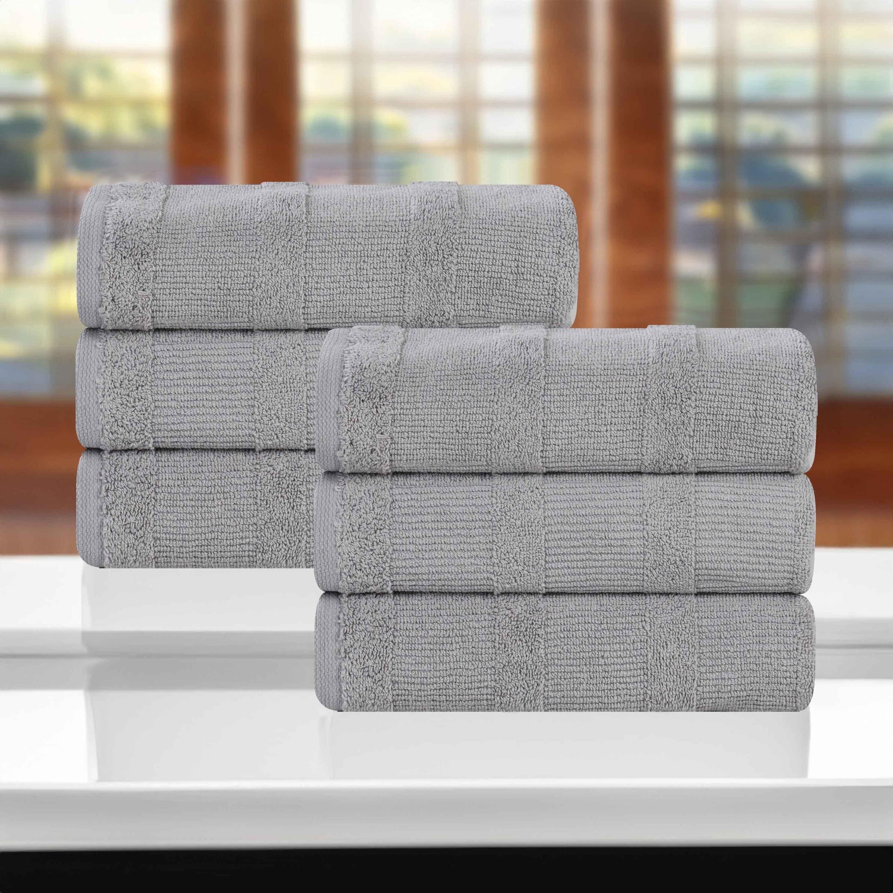 Roma Cotton Ribbed Textured Soft Highly Absorbent Hand Towel Set of 6 - Hand Towel by Superior