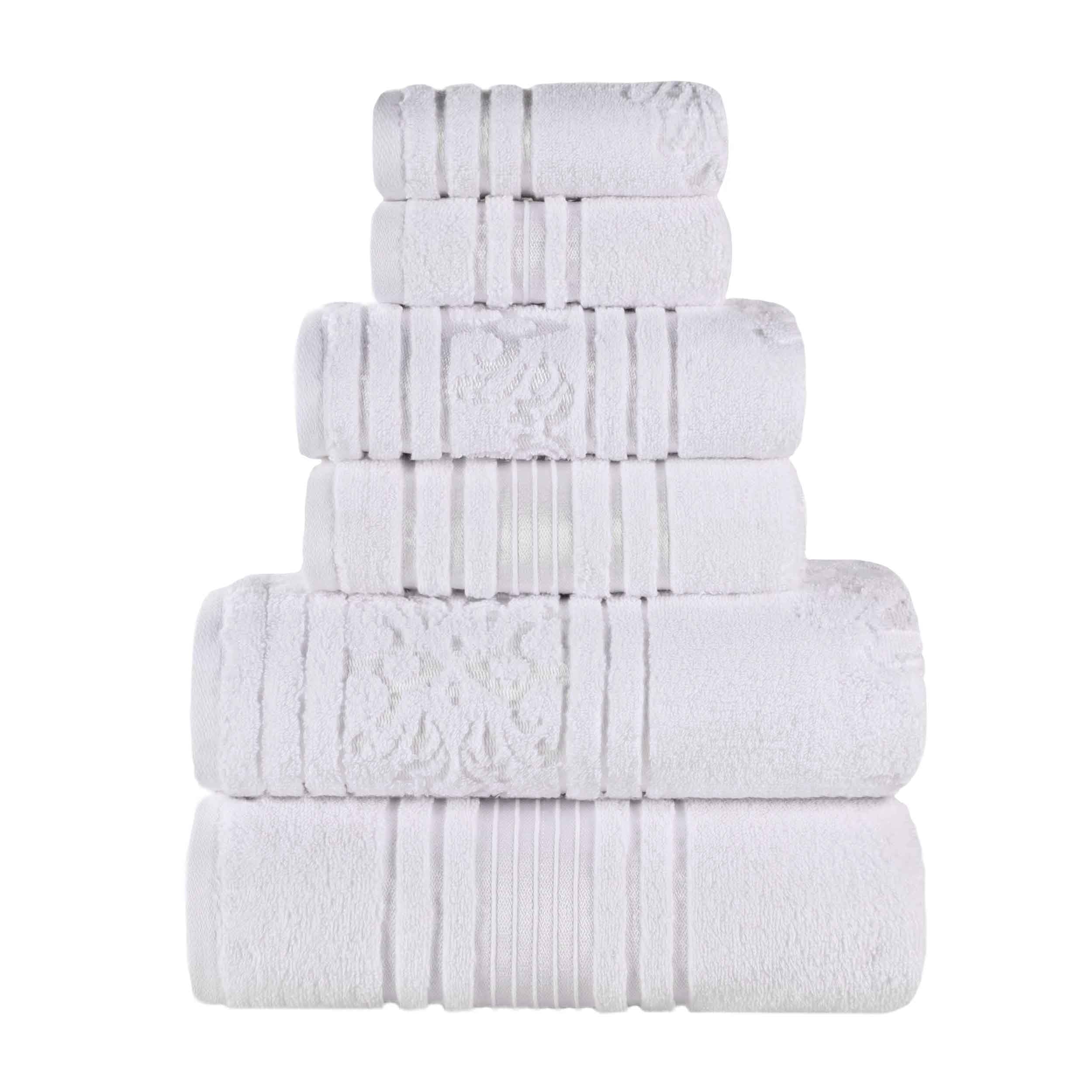 Sadie Zero Twist Cotton Solid and Jacquard Floral 6 Piece Towel Set - Towel Set by Superior