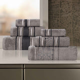 Sadie Zero Twist Cotton Solid and Jacquard Floral 6 Piece Towel Set - Towel Set by Superior