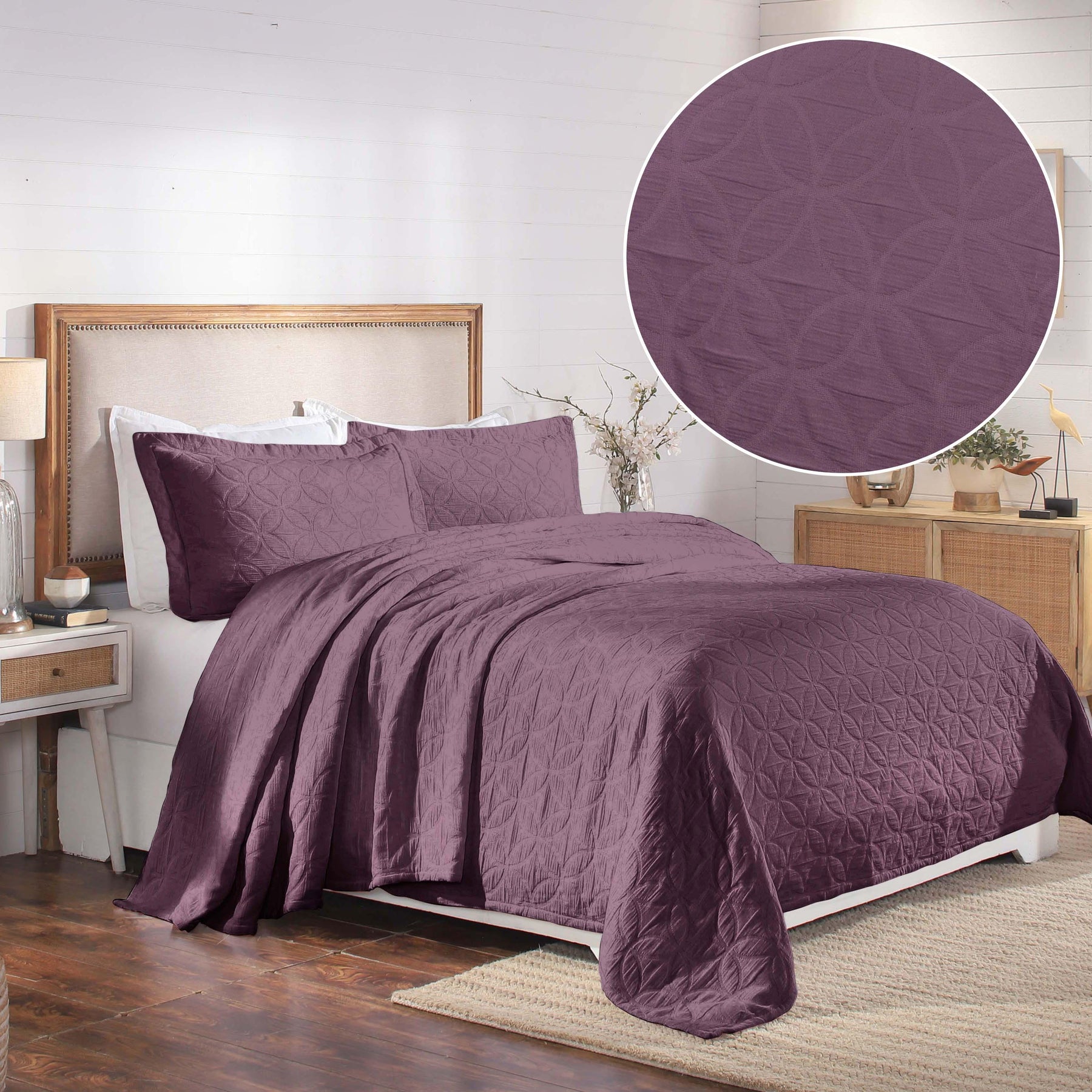 Serenity Cotton Matelasse Celtic Circle Airy Bedspread Set - Bedspread by Superior