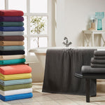 Soho Cotton Ribbed Textured Absorbent Bath Sheet & Bath Towel Set - Towel Set by Superior