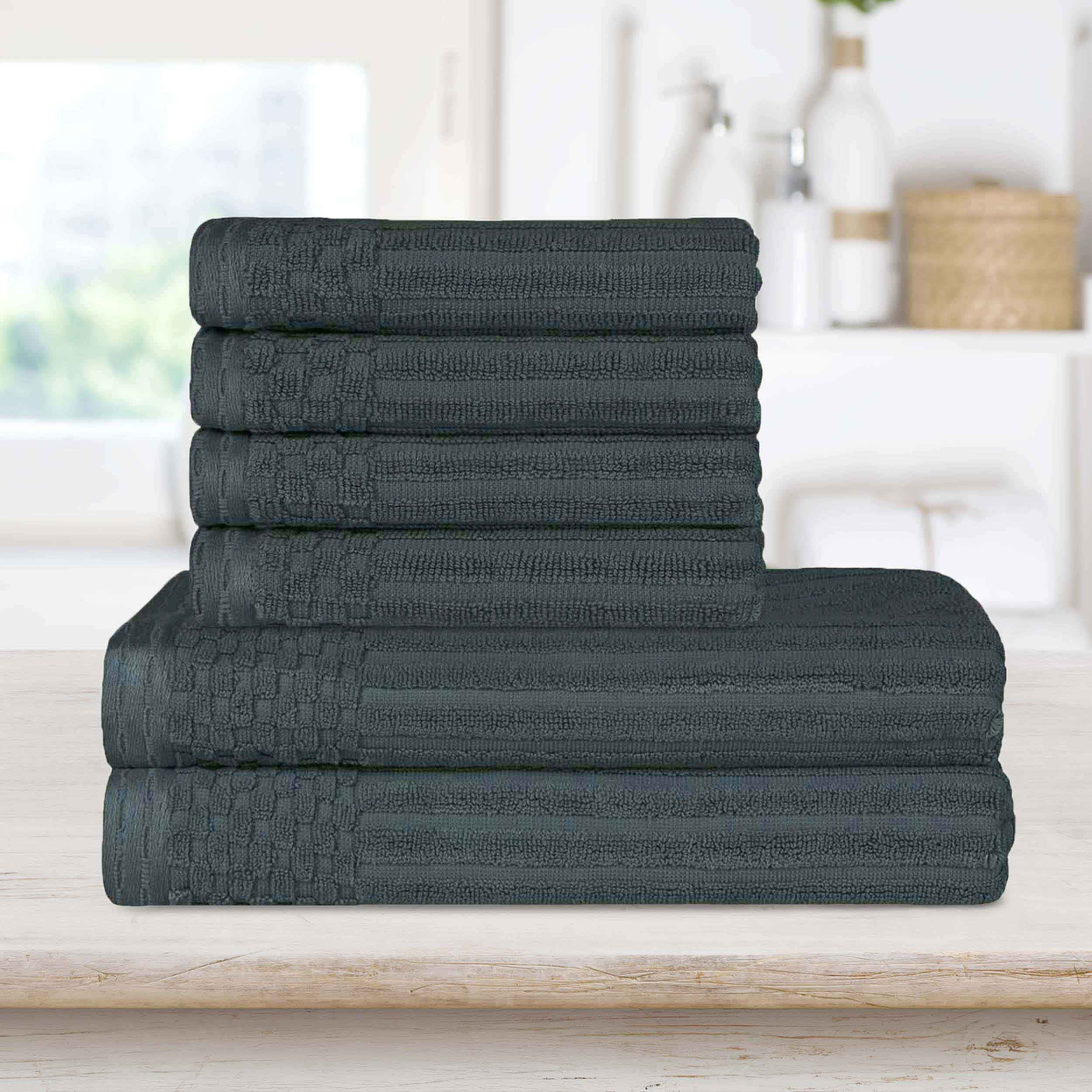 Soho Cotton Ribbed Textured Absorbent Hand and Bath Towel Set - Towel Set by Superior