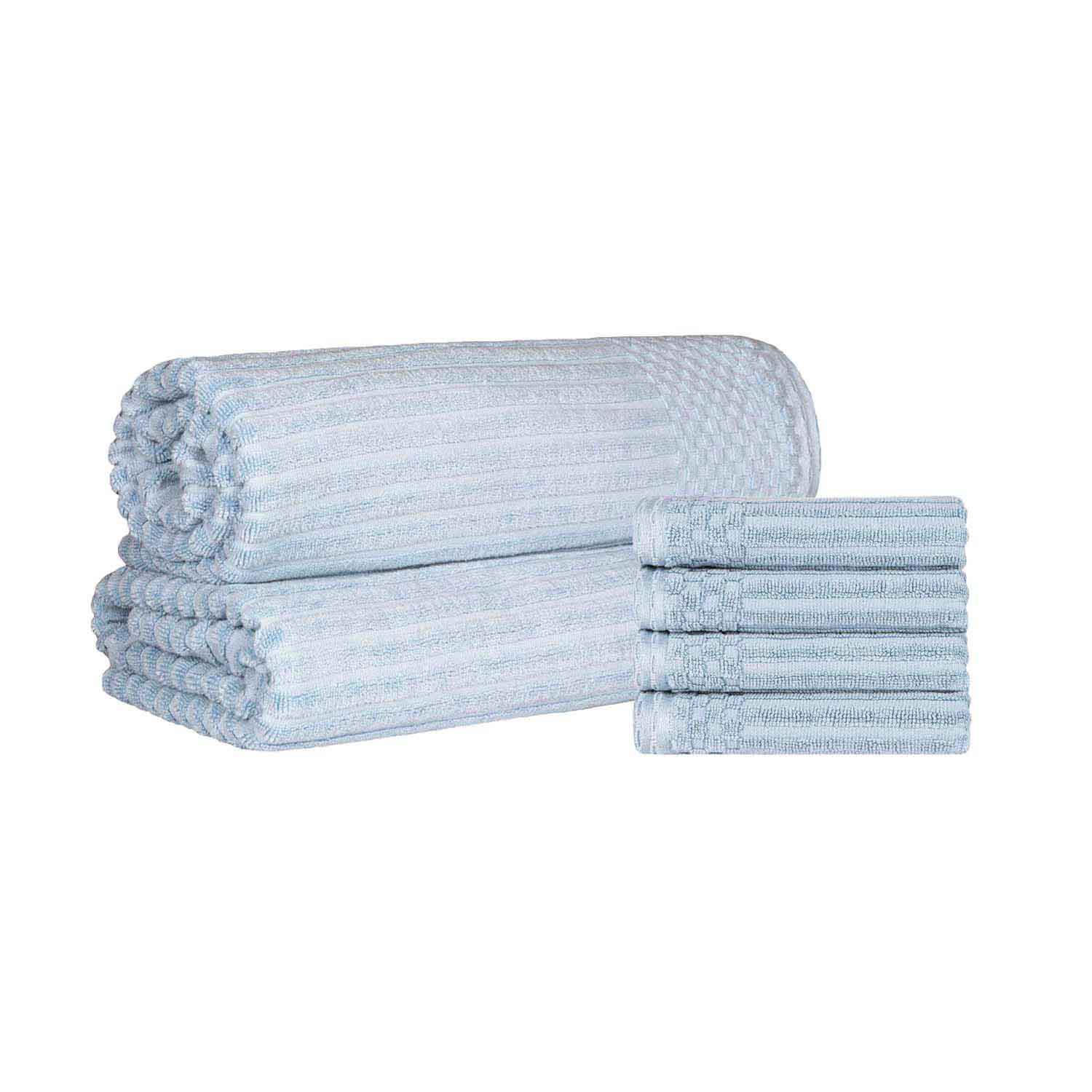 Soho Cotton Ribbed Textured Absorbent Hand Towel and Bath Sheet Set - Towel Set by Superior