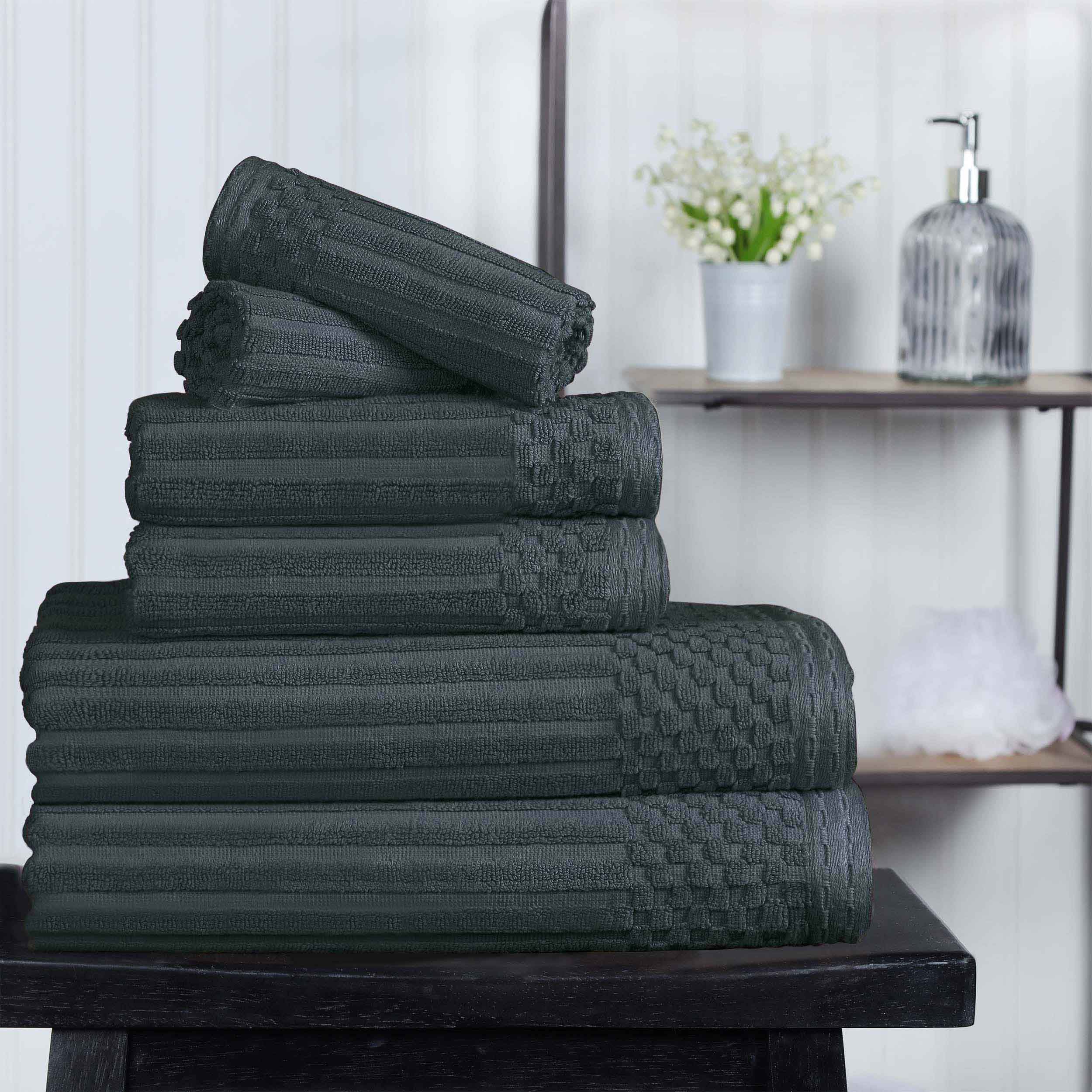 Soho Cotton Ribbed Textured Ultra Absorbent 6 Piece Towel Set - Towel Set by Superior