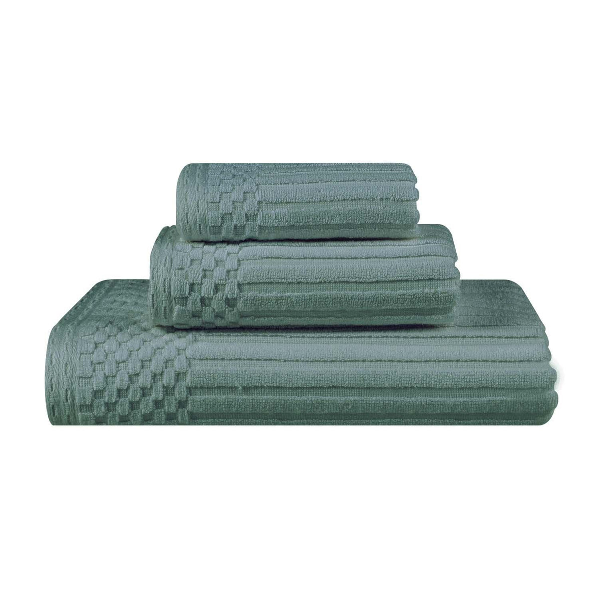 Soho Ribbed Cotton Absorbent 3 Piece Assorted Towel Set - Towel Set by Superior