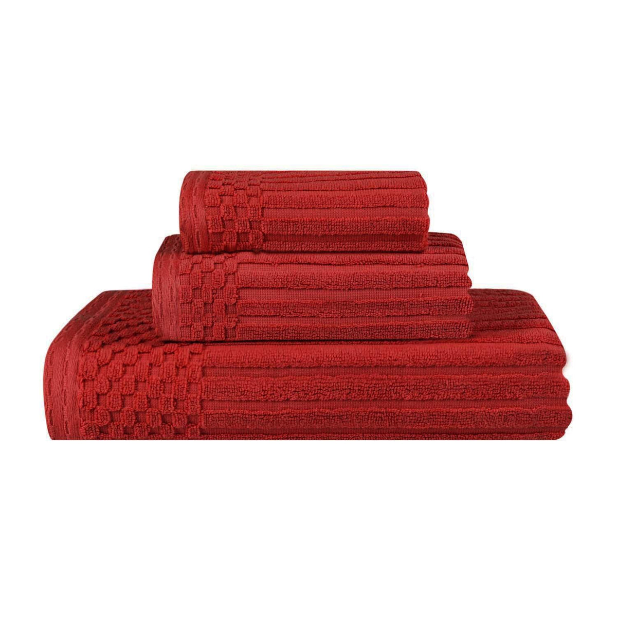 Soho Ribbed Cotton Absorbent 3 Piece Assorted Towel Set - Towel Set by Superior