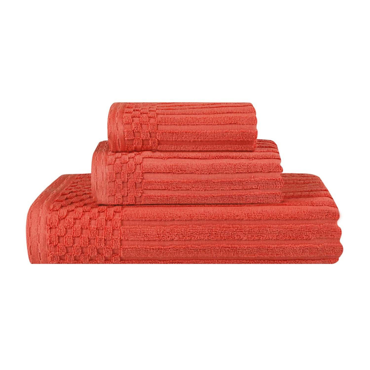 Soho Ribbed Cotton Absorbent 3 Piece Assorted Towel Set - Towel Set by Superior