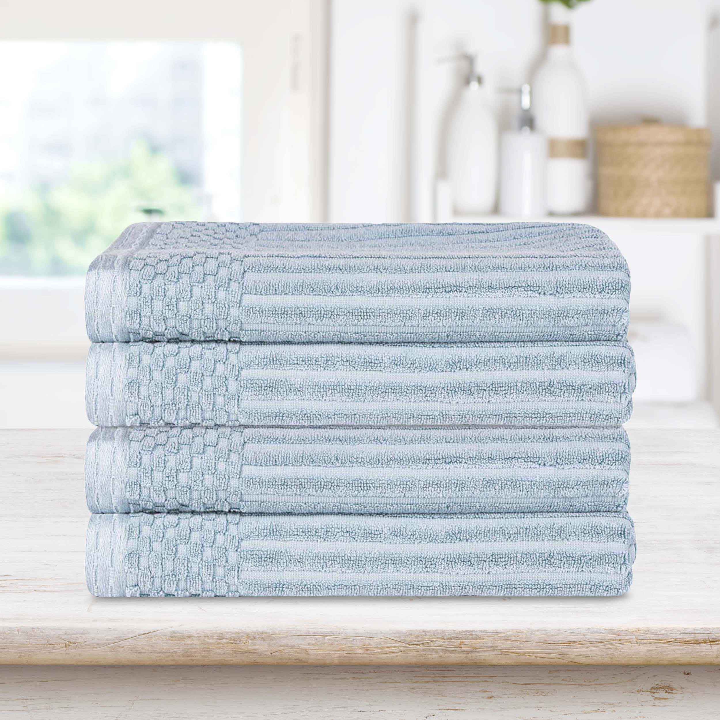 Soho Ribbed Cotton Absorbent Bath Towel Set of 4 - Bath Towel by Superior