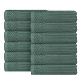 Soho Ribbed Cotton Absorbent Face Towel / Washcloth Set of 12 - Face Towel by Superior