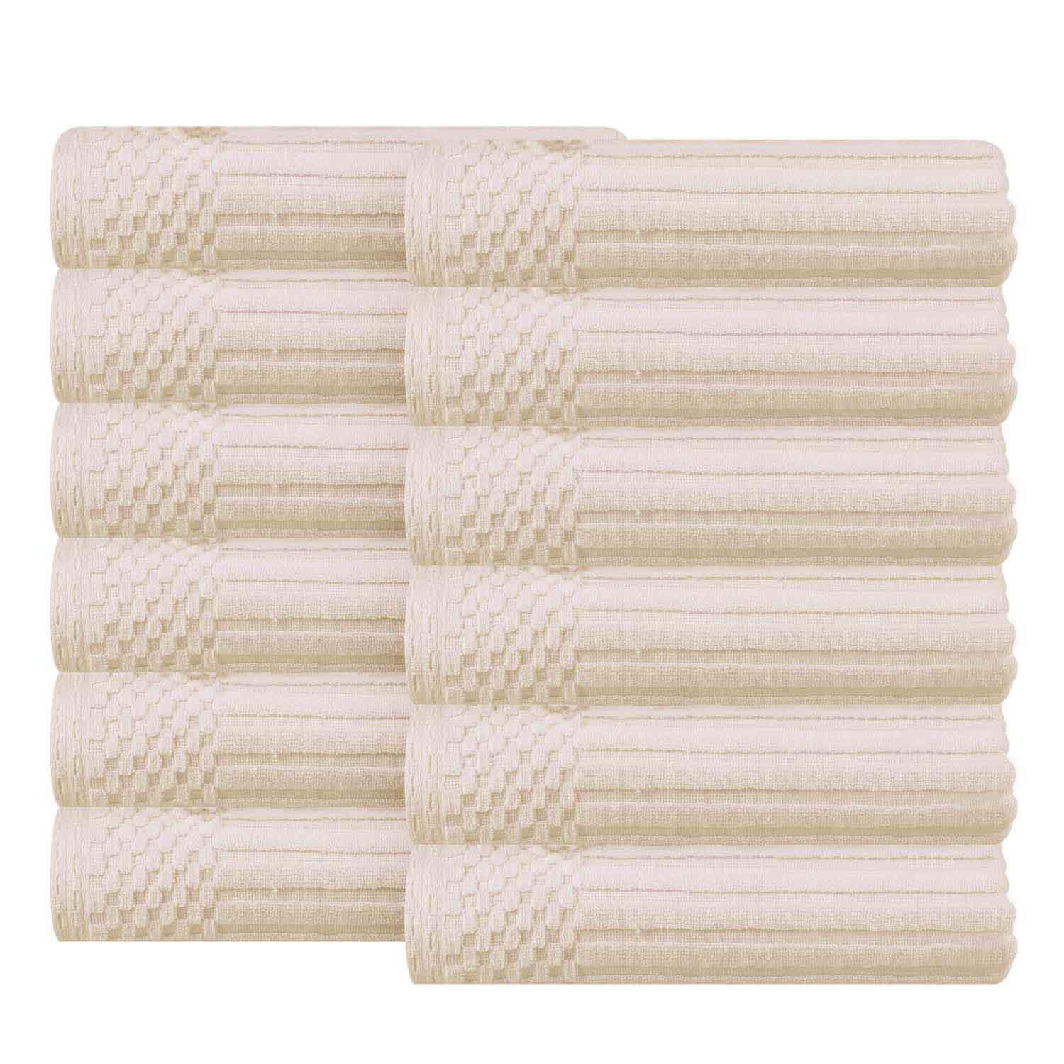 Soho Ribbed Cotton Absorbent Face Towel / Washcloth Set of 12 - Face Towel by Superior