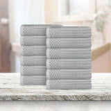 Soho Ribbed Cotton Absorbent Face Towel / Washcloth Set of 12 - Face Towel by Superior