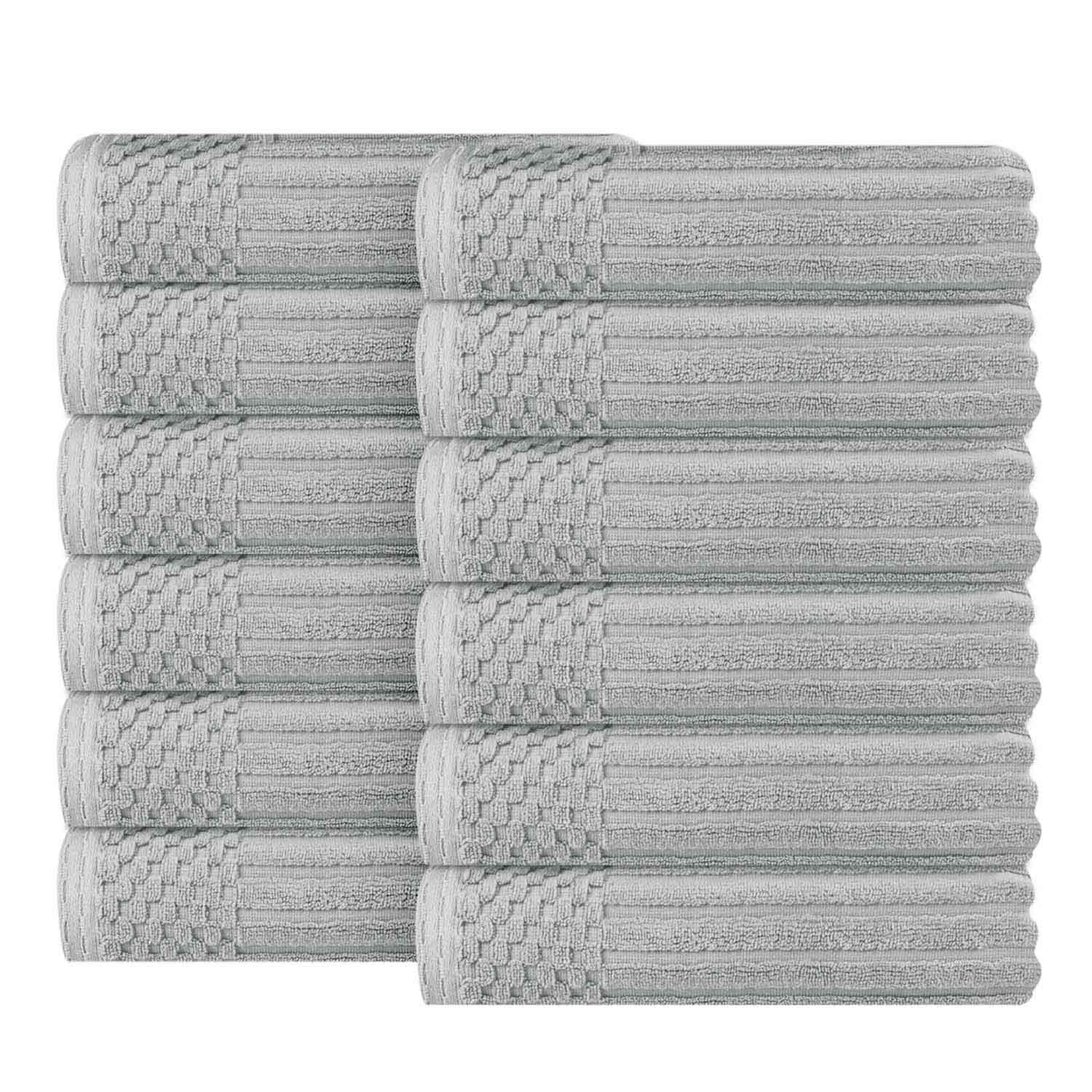 Soho Ribbed Cotton Absorbent Face Towel / Washcloth Set of 12 - Face Towel by Superior