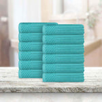 Soho Ribbed Cotton Absorbent Face Towel / Washcloth Set of 12 - Face Towel by Superior