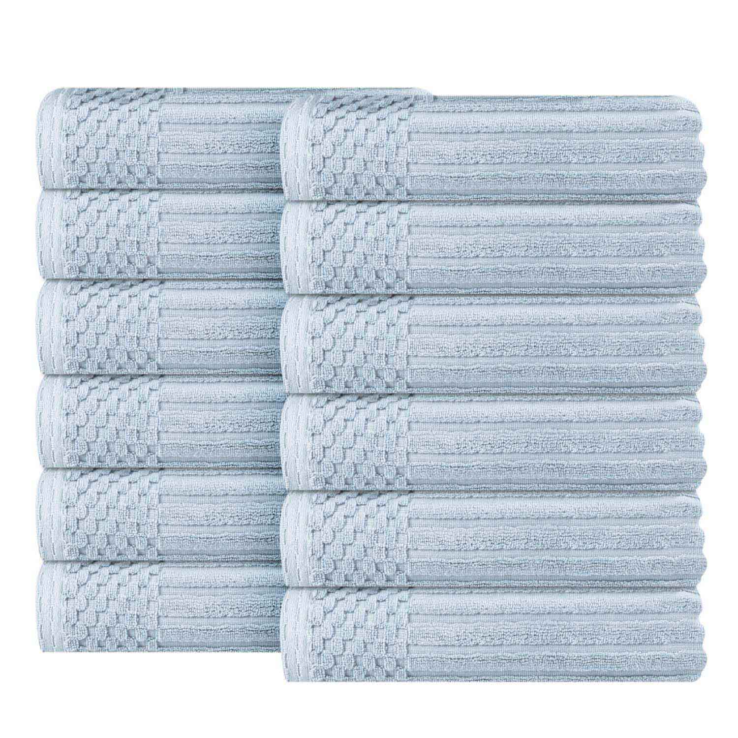 Soho Ribbed Cotton Absorbent Face Towel / Washcloth Set of 12 - Face Towel by Superior