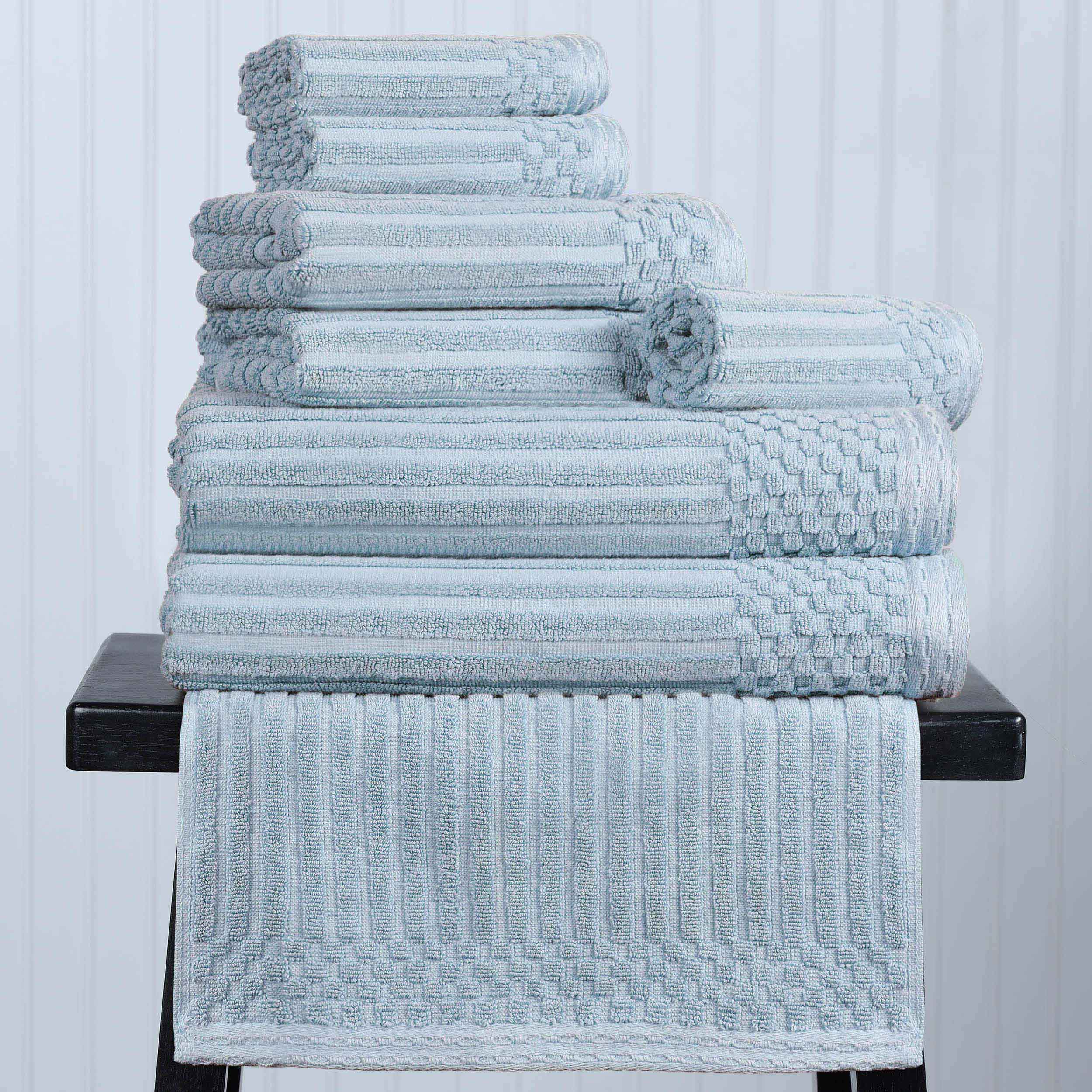 Soho Ribbed Cotton Absorbent Medium Weight 8 Piece Towel Set - Towel Set by Superior