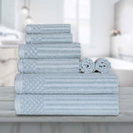 Soho Ribbed Cotton Absorbent Medium Weight 8 Piece Towel Set - Towel Set by Superior