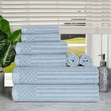 Soho Ribbed Cotton Absorbent Medium Weight 8 Piece Towel Set - Towel Set by Superior