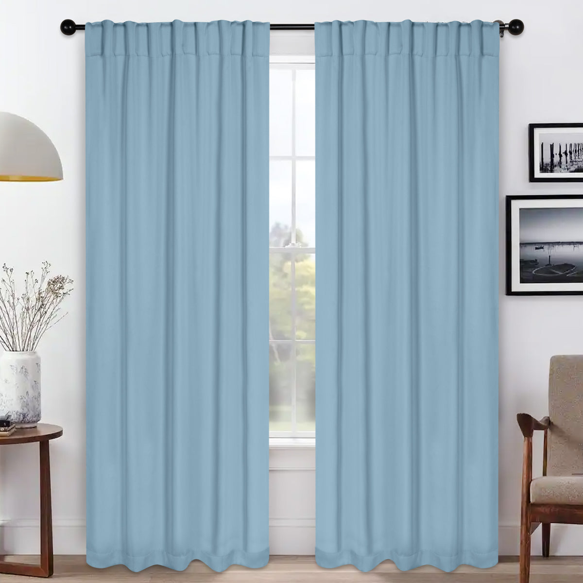 Solid Room Darkening Blackout Curtain Panels, Back Tabs, Set of 2 - Blackout Curtains by Superior