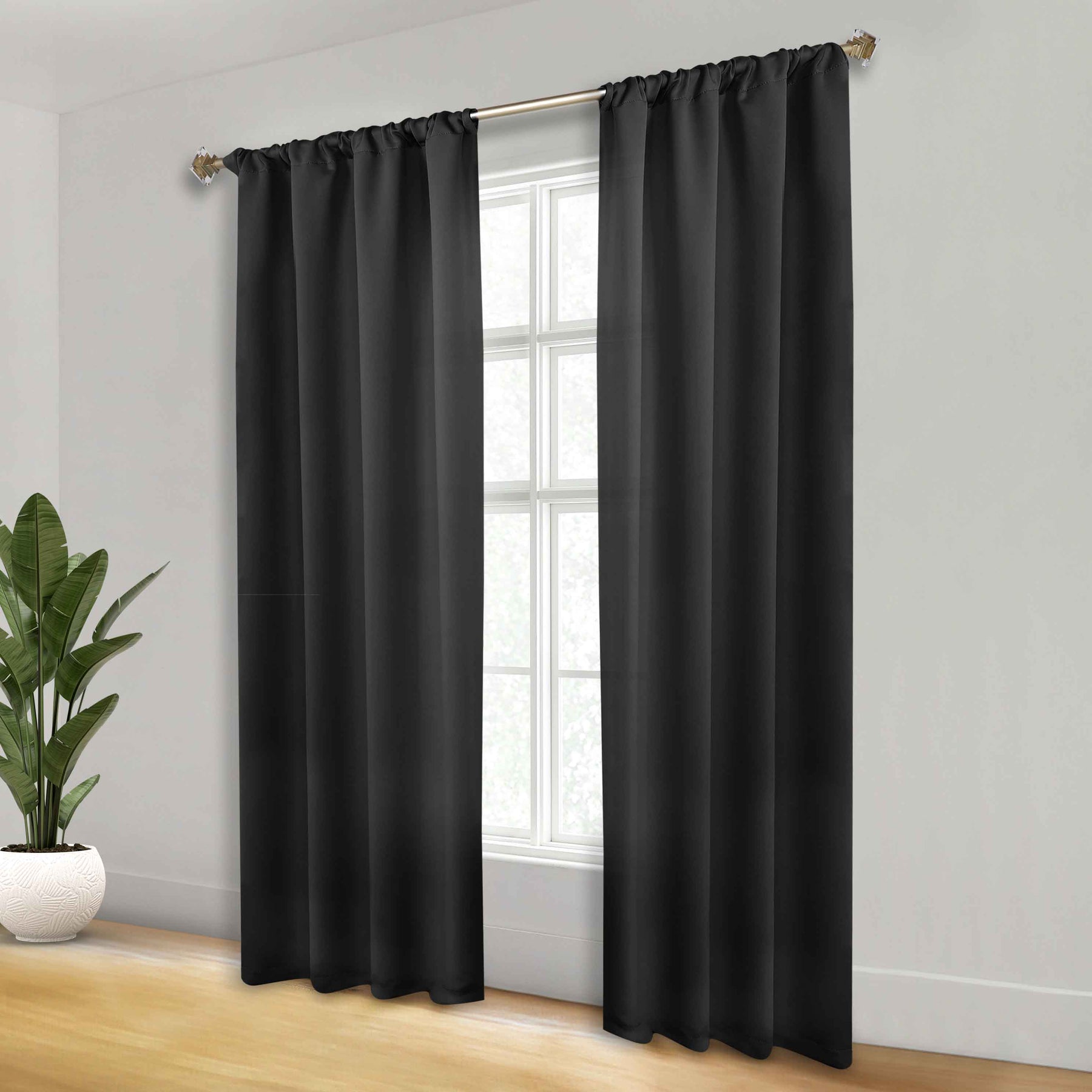 Solid Room Darkening Rod Pocket Blackout Curtain Panels, Set of 2 - Blackout Curtains by Superior