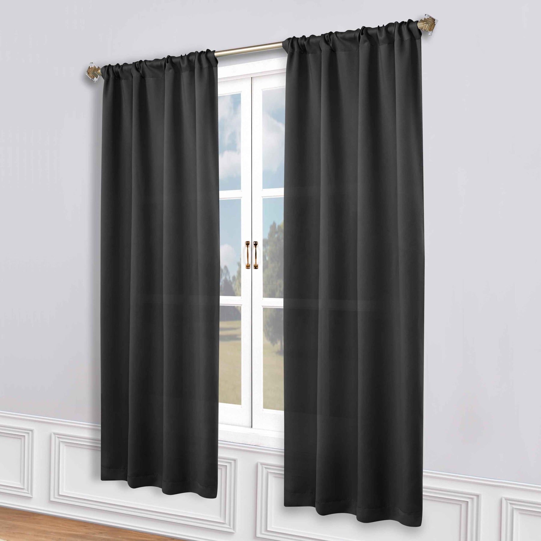 Solid Room Darkening Rod Pocket Blackout Curtain Panels, Set of 2 - Blackout Curtains by Superior