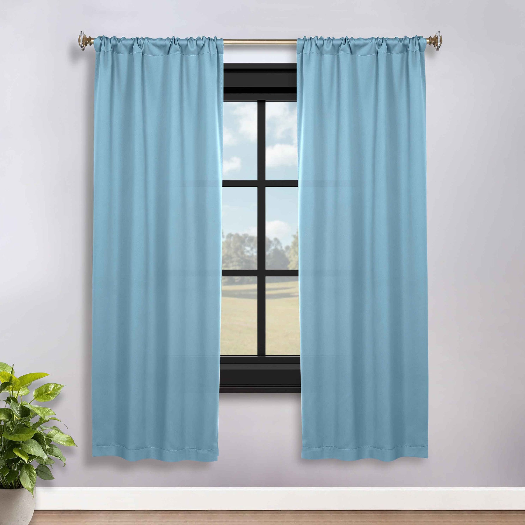 Solid Room Darkening Rod Pocket Blackout Curtain Panels, Set of 2 - Blackout Curtains by Superior