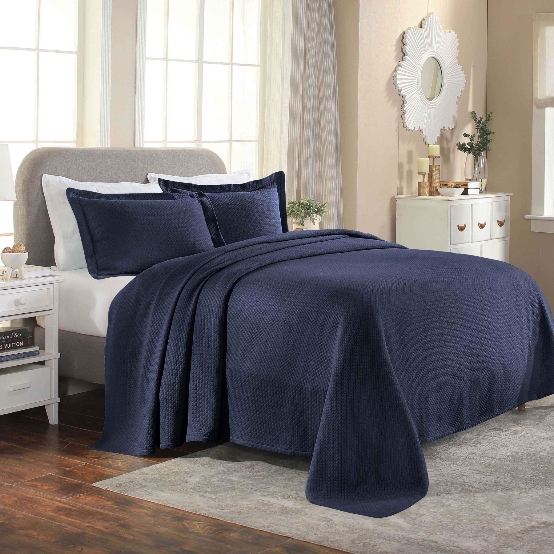 Solitaire Jacquard Matelassé Cotton Diamond Solitaire Bedspread Set - Bedspread by Superior