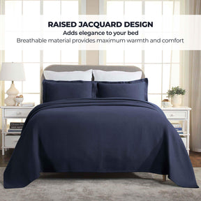 Solitaire Jacquard Matelassé Cotton Diamond Solitaire Bedspread Set - Bedspread by Superior