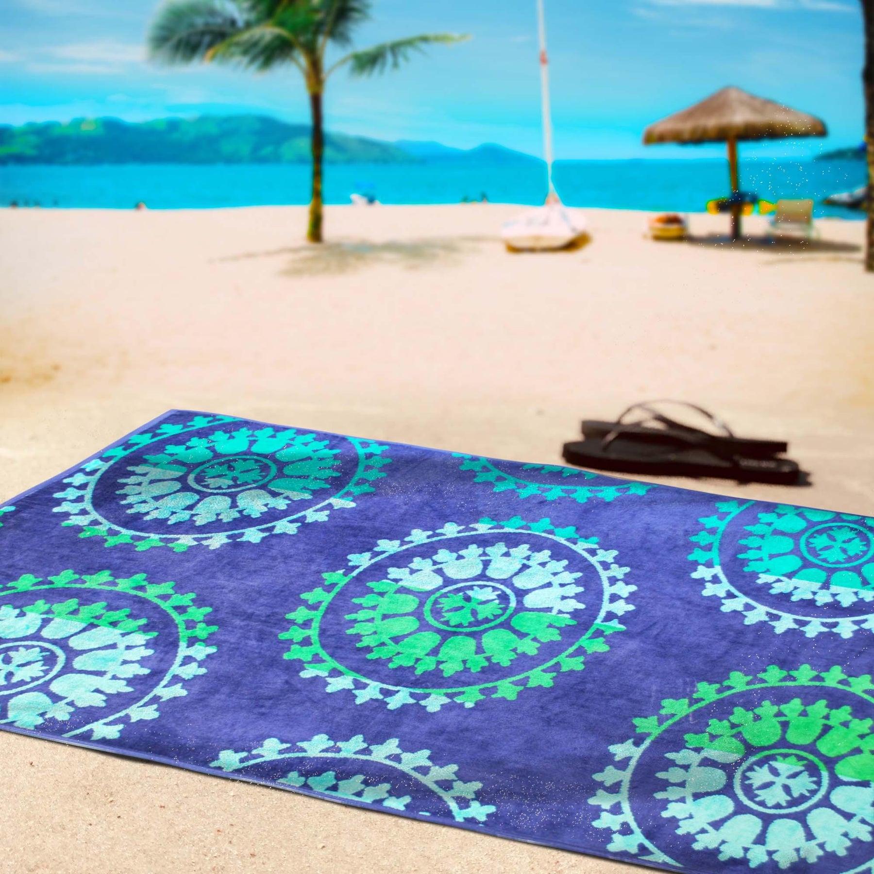 Spinning Wheels Oversized Cotton 2 Piece Beach Towel Set - Beach Towel by Superior