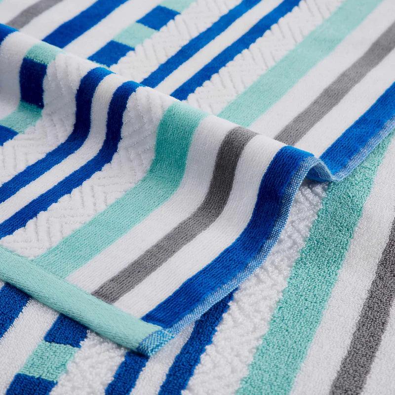 Stripe Cotton Oversized Medium Weight 2 Piece Beach Towel Set - Beach Towel by Superior