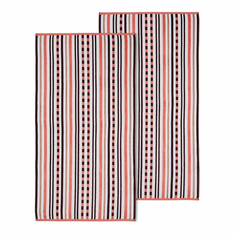 Stripe Cotton Oversized Medium Weight 2 Piece Beach Towel Set - Beach Towel by Superior