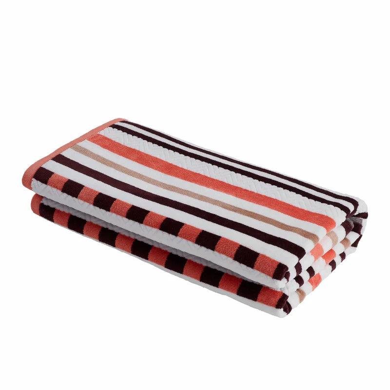 Stripe Cotton Oversized Medium Weight 2 Piece Beach Towel Set - Beach Towel by Superior