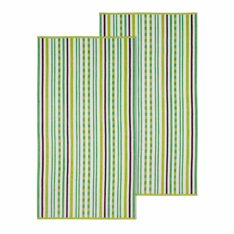 Stripe Cotton Oversized Medium Weight 2 Piece Beach Towel Set - Beach Towel by Superior