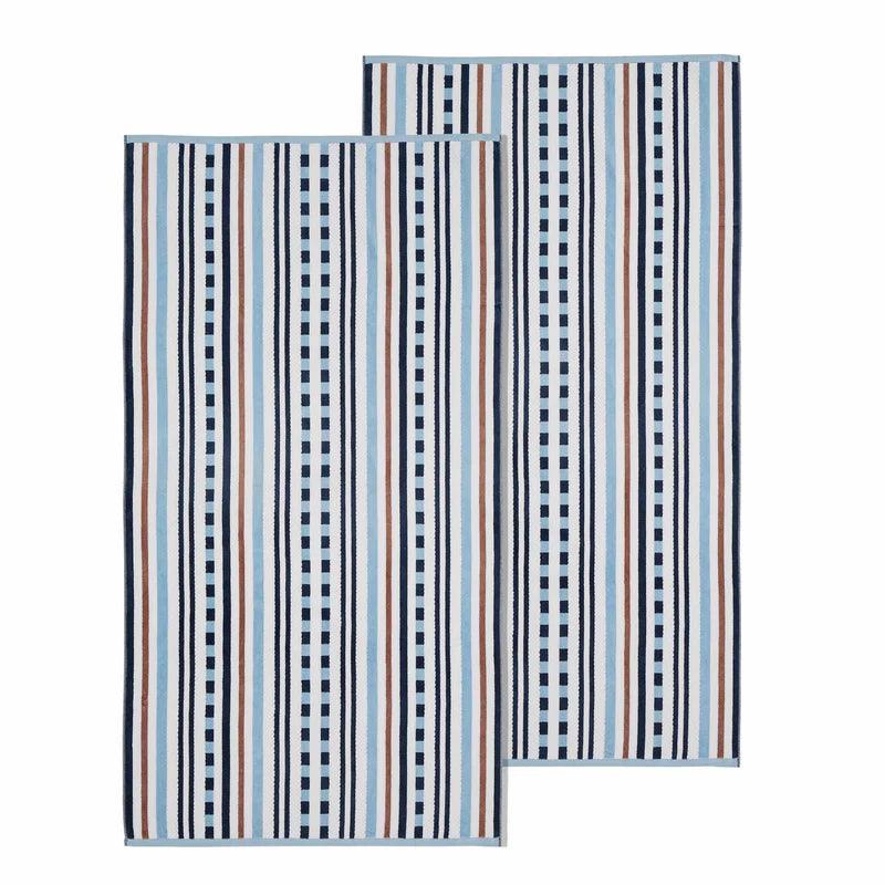 Stripe Cotton Oversized Medium Weight 2 Piece Beach Towel Set - Beach Towel by Superior