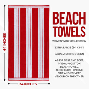 Striped Extra Large Oversized Absorbent Quick Dry Cotton Beach Towel - Beach Towel by Superior