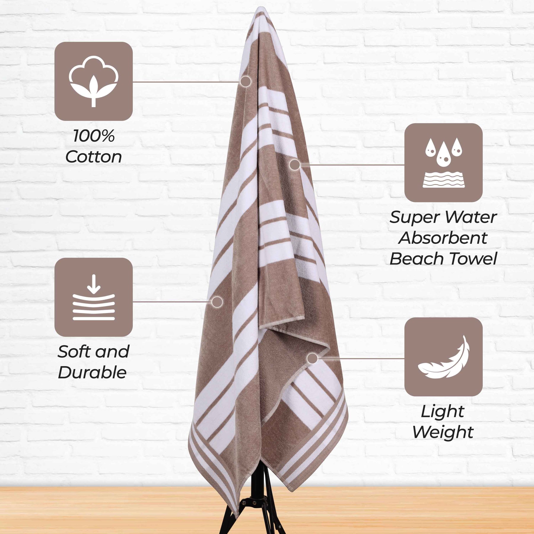 Striped Extra Large Oversized Absorbent Quick Dry Cotton Beach Towel - Beach Towel by Superior