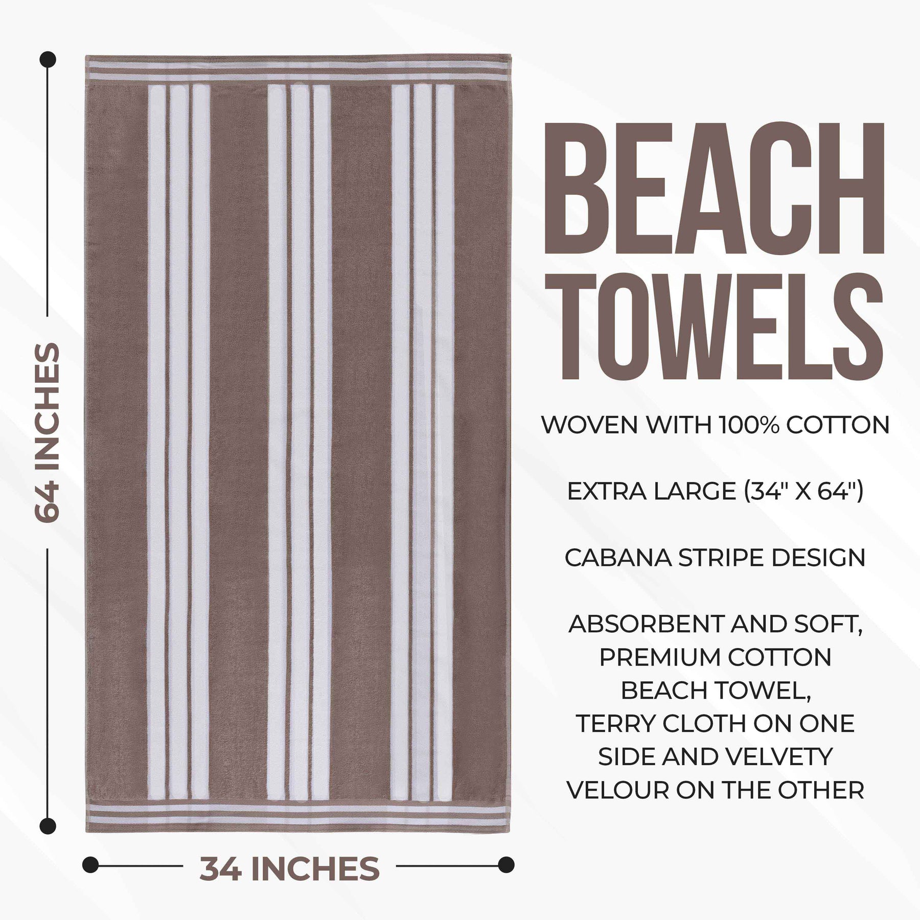 Striped Extra Large Oversized Absorbent Quick Dry Cotton Beach Towel - Beach Towel by Superior