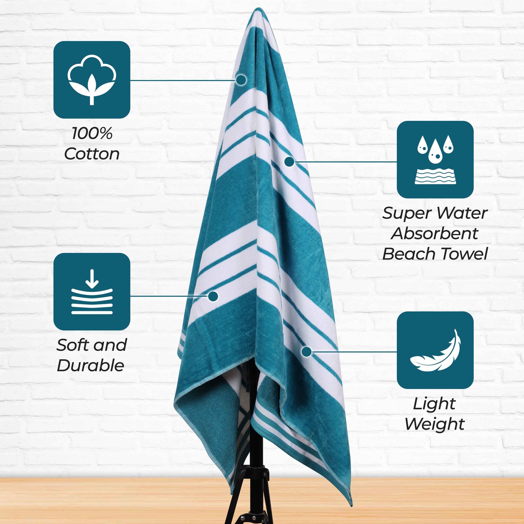 Striped Extra Large Oversized Absorbent Quick Dry Cotton Beach Towel - Beach Towel by Superior